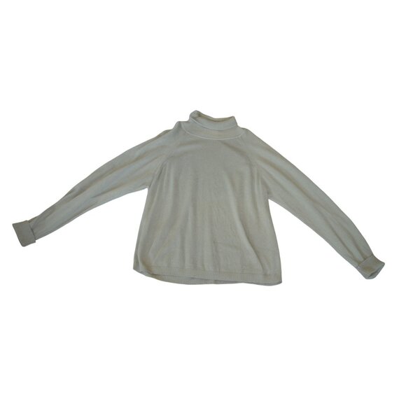 Vintage Talbots Gray Green Turtle Neck Sweater Womens Large 100% Cotton Neutral - Picture 7 of 8